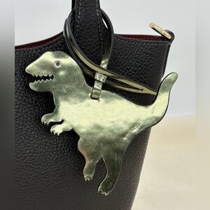 COACH Rexy Leather Bag Charm In Metallic Grass Green